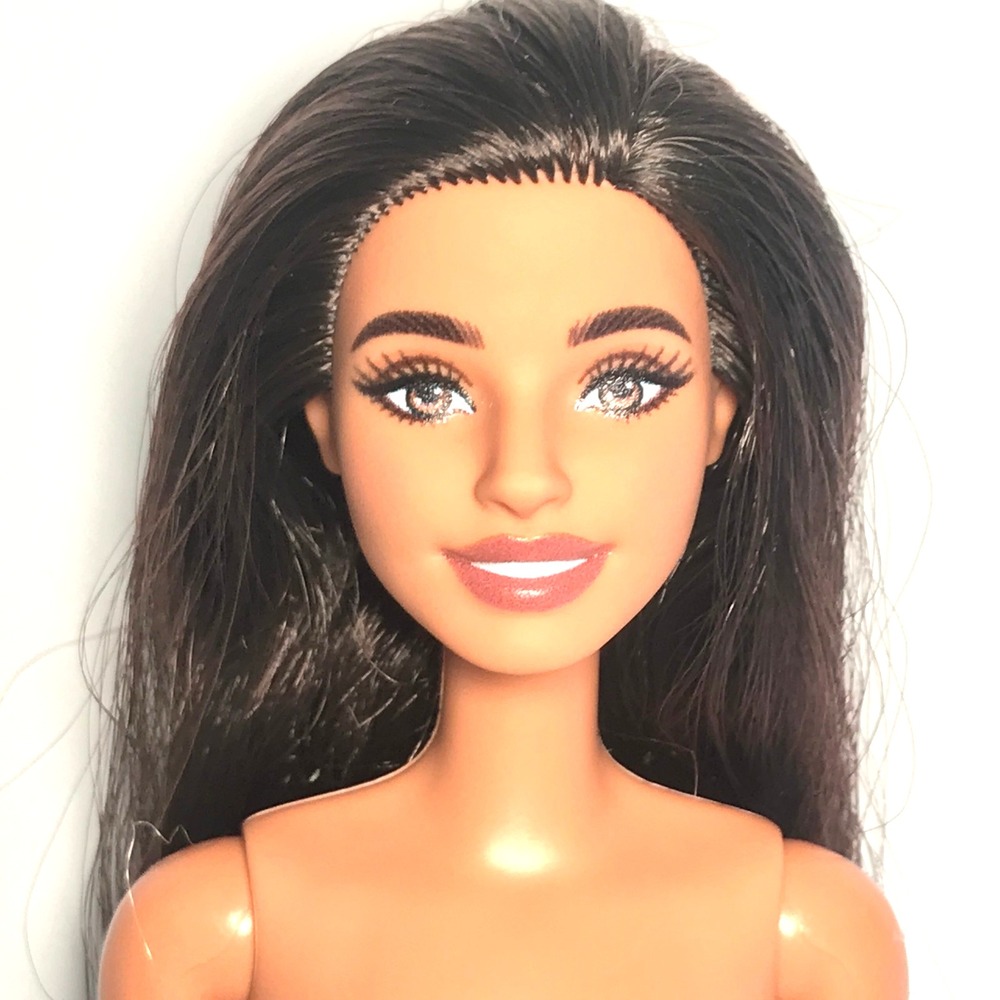 Nude Barbie 2024 Fashionistas #234 Brown Hair & Eyes Smiling Face HYT92 Doll